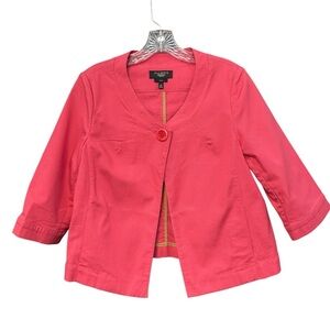 Talbots Petites 10P Pink Cotton Blend Stretch Jacket 3/4 Sleeve